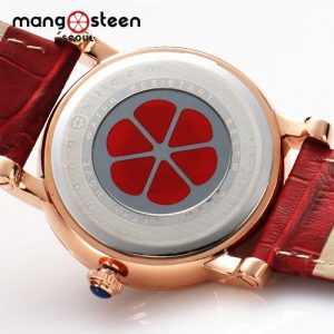 Đồng hồ nữ MS504A MANGOSTEEN SEOUL Hàn Quốc dây da (Đỏ)