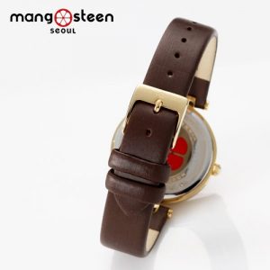 Đồng hồ nữ MS505A MANGOSTEEN SEOUL Hàn Quốc dây da (Nâu tím)